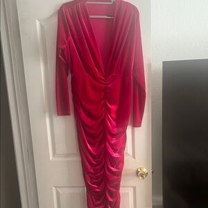 Elegant Red Velvet Dress